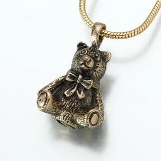 Antique Teddy Bear Pendant Cremation Jewelry - Afterlife Ess