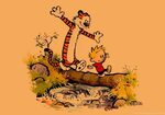Calvin And Hobbes Log Balance HD Wallpaper,cartoon/comic HD 