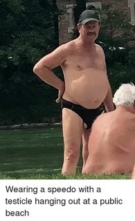 Wearing a Speedo With a Testicle Hanging Out at a Public Bea