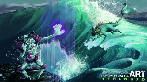 ArtStation - Pokemon Battle Art - Vaporeon VS Mr. Mime (real