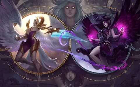 Wallpaper Kayle, League Of Legends, Morgana, Art, Video Game
