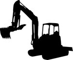 Backhoe Vector Black And White - Excavator Silhouette Png Cl