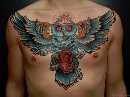 Traditional Owl Chest Tattoo - englshwer