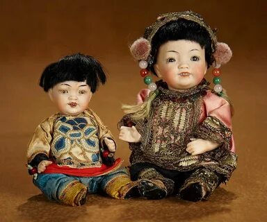 Japanese woman with baby on back porcelain dolls