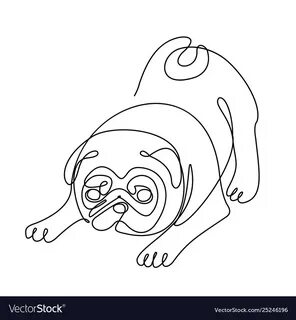 Pug dogone line drawing Royalty Free Vector Image