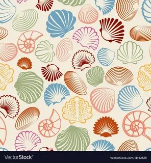 Colorful sea shells seamless pattern Royalty Free Vector