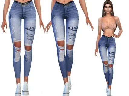 Casual Ripped Jeans with Belt by Saliwa at TSR " Sims 4 Upda