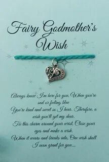 Blue girls fairytale fairy godmother wish bracelet poem gift