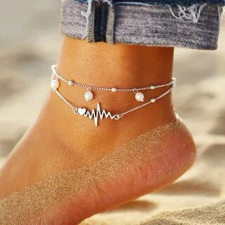 Vintage Silver Color Turtle Shell Beach Ankle Bracelet on Fo