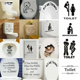 Funny Toilet Seat Sticker Vinyl Wall Art Decals Bathroom and