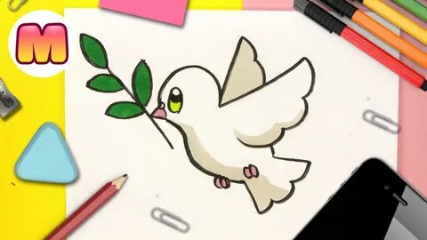 COMO DIBUJAR LA PALOMA DE LA PAZ KAWAII - Dibujo paso a paso