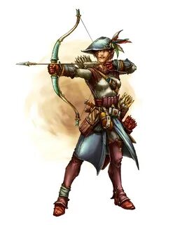 Female Half-Elf Ranger Archer - Pathfinder PFRPG DND D&D 3.5