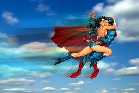 Superman and Wonder Woman: Ramming kiss by godstaff on devia