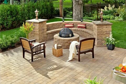 Techo-bloc Mini-Creta Seating Wall, Valencia Fire Pit Outdoo