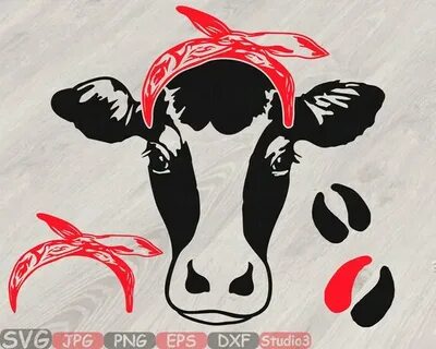 Cow Head whit Bandana Silhouette SVG Cutting Files Clip Art 
