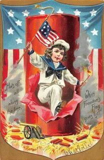 FIRECRACKER JULY 4TH HOLIDAY PATRIOTIC TUCK POSTCARD (c. 190