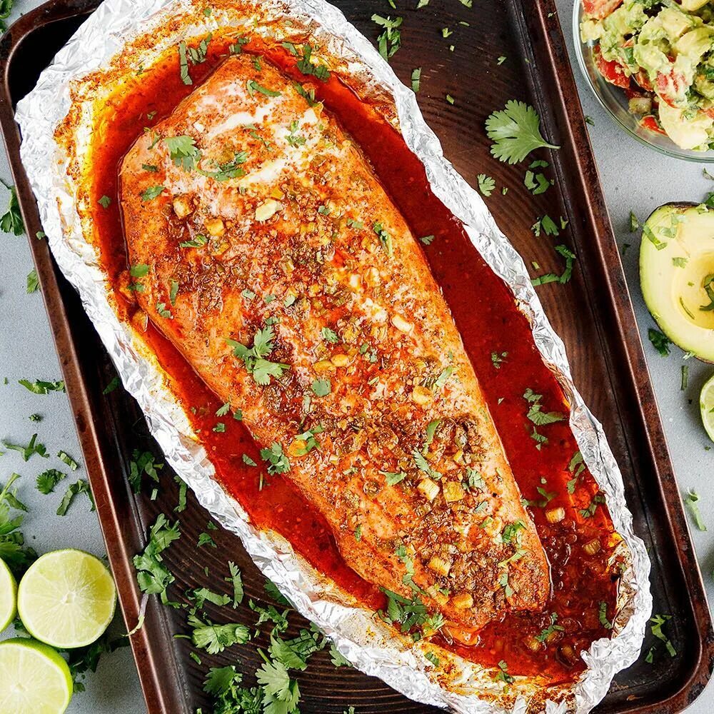 @jennifermeyering: “Cuban inspired salmon made simple wrapped in foil and b...