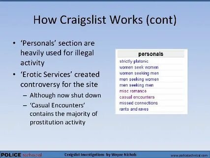 Craigslist Investigations Presented by Wayne Nichols Craigsl