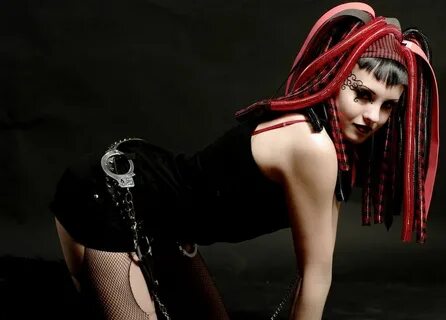 #Cybergoth girl in red and black Gothic fashion women, Gothi