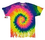 Fluorescent Mutli Rainbow Tie Dye Fringe Ladies T-shirt - Be