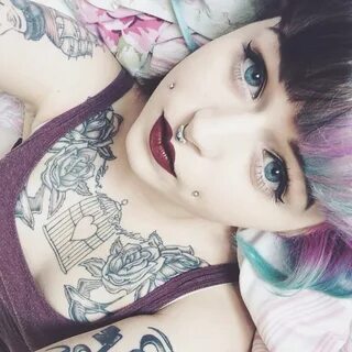 Alternative makeup inspiration Pale skin Vampy lips Tattoos 