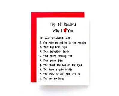 Items similar to Funny Love Card - Top 10 Reasons - Funny An
