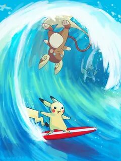 Allan Raichu, surfing Pikachu, and vaporeon Cute pokemon, Po