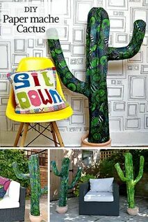 Easy DIY Giant Paper Mache Cactus Cactus diy, Paper mache, C