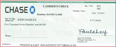 Printable Blank Cashiers Check - Printable Template