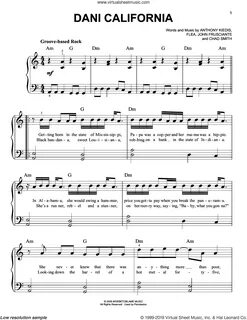 Peppers - Dani California sheet music for piano solo (PDF) S