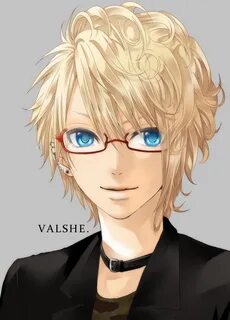 Safebooru - blonde hair blue eyes collar earrings glasses ha