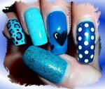 Blue And White Polka Dots Nail Design Idea