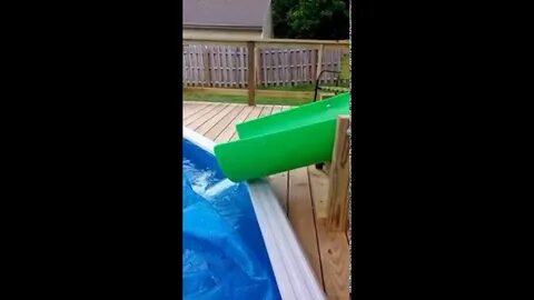 Homemade backyard water slide above ground pool - YouTube