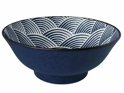 Modern Blue and White Japanese Wave Large Japanese Noodle Bowl Japanese bowls, J