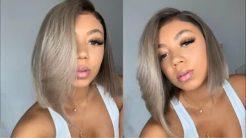 QUICK & EASY ASH BLONDE DARK ROOTS TUTORIAL + HOW TO CUT BOB