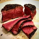 Center-Cut Filet Mignon Reverse Seared with a Char Crust. - 