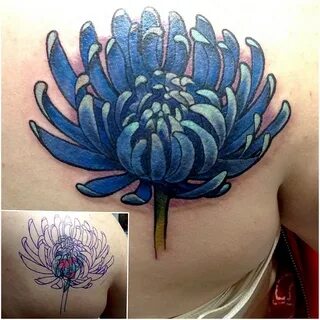 Did a #coverup #tattoo with an #aster #flower Matt K tattoo 