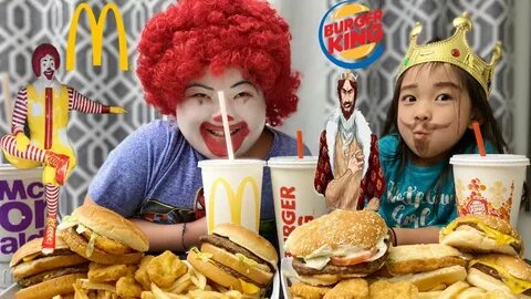 Ronald McDonald vs The Burger King Epic Fight FOOD CHALLENGE