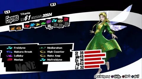 Persona 5 / Persona 5 Royal - Titania Persona Stats and Skil