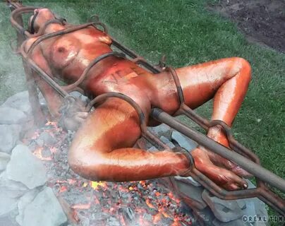 Fake boobs spit roasted