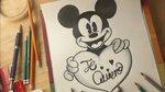 Dibujando a Mickey Mouse a lapiz - DIBUJOS DE AMOR - YouTube