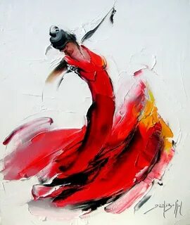 Daniel Densborn, 1946 Flamenco dancers Abstract painting, Ca
