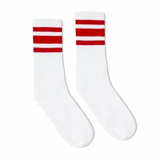 Old School Vintage Retro Crew Tube Socks Red Striped socks E