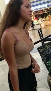 Big boobs no bra downblouse tank top