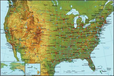 Map of United States and Vicinity - Tabloid Size United stat