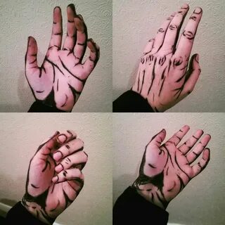 Bit of cel-shading on my hands the other day! Pen tattoo, Ha