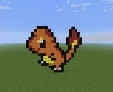 Minecraft Charmander Pokemon Pixel Art by FatPolicemanBob on