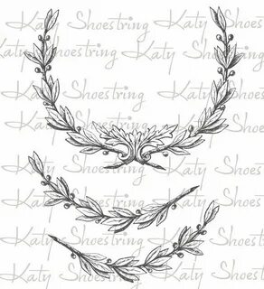 Vintage Wreath and Branch Illustrations Printable Image Digi