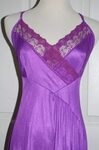 1980's Fuschia Nightie by Val Mode with White Lace Trim 80's