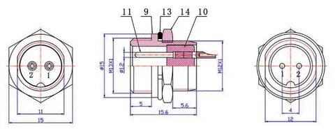 M12 штекер GX12 2-pin на корпус 125V/5А купить, цена 120 руб